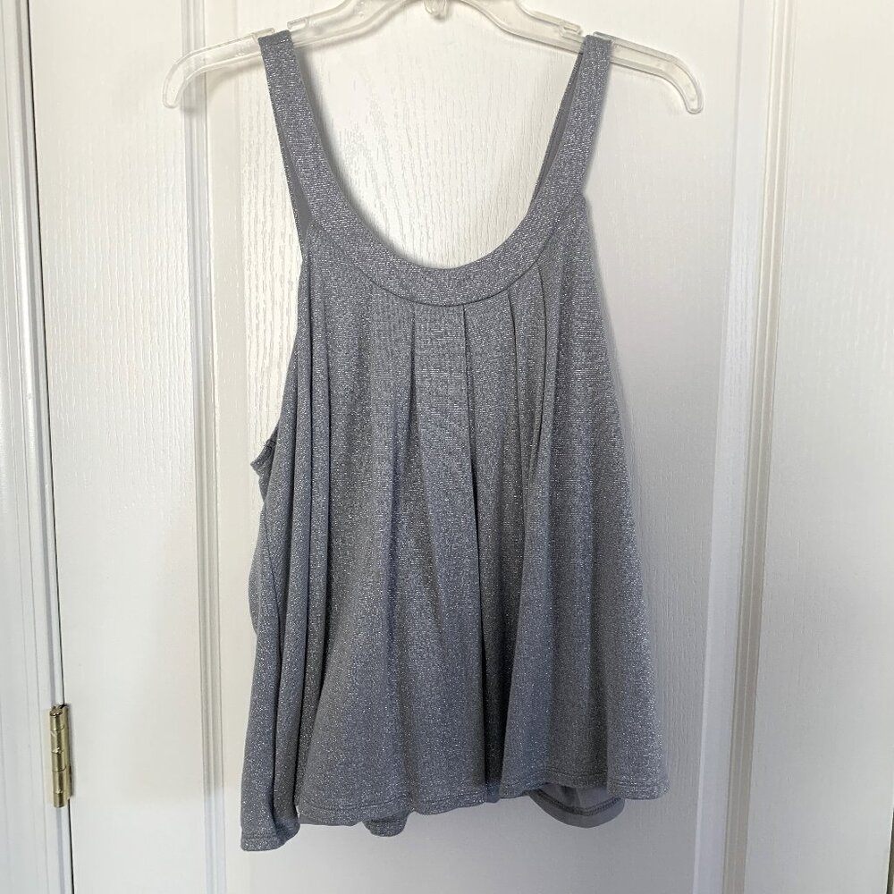 Jennifer Lopez Metallic Glitter Tank Top Sleeveless Silver Size XL Worn Once